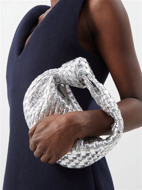 bottega veneta silver clutch